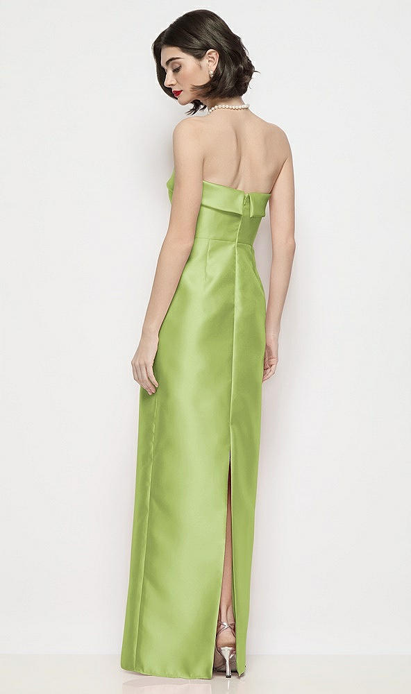 Back View - Mojito Strapless Cuff Neck Satin Maxi Dress with Column Skirt