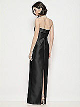 Rear View Thumbnail - Black Strapless Cuff Neck Satin Maxi Dress with Column Skirt