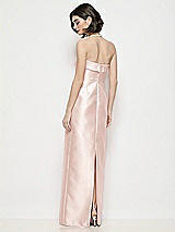 Rear View Thumbnail - Blush Strapless Cuff Neck Satin Maxi Dress with Column Skirt
