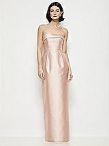 Front View Thumbnail - Cameo Strapless Cuff Neck Satin Maxi Dress with Column Skirt