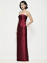 Side View Thumbnail - Cabernet Strapless Cuff Neck Satin Maxi Dress with Column Skirt