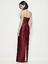 Rear View Thumbnail - Cabernet Strapless Cuff Neck Satin Maxi Dress with Column Skirt
