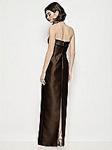 Rear View Thumbnail - Espresso Strapless Cuff Neck Satin Maxi Dress with Column Skirt
