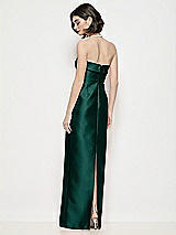Rear View Thumbnail - Evergreen Strapless Cuff Neck Satin Maxi Dress with Column Skirt