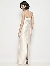 Rear View Thumbnail - Ivory Strapless Cuff Neck Satin Maxi Dress with Column Skirt