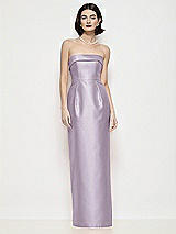 Front View Thumbnail - Lilac Haze Strapless Cuff Neck Satin Maxi Dress with Column Skirt