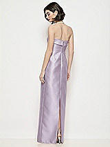 Rear View Thumbnail - Lilac Haze Strapless Cuff Neck Satin Maxi Dress with Column Skirt