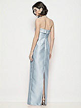 Rear View Thumbnail - Mist Strapless Cuff Neck Satin Maxi Dress with Column Skirt