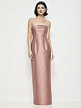 Front View Thumbnail - Neu Nude Strapless Cuff Neck Satin Maxi Dress with Column Skirt
