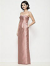 Side View Thumbnail - Neu Nude Strapless Cuff Neck Satin Maxi Dress with Column Skirt