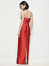 Rear View Thumbnail - Poppy Red Strapless Cuff Neck Satin Maxi Dress with Column Skirt