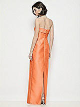Rear View Thumbnail - Portofino Orange Strapless Cuff Neck Satin Maxi Dress with Column Skirt