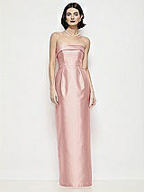 Front View Thumbnail - Rose Strapless Cuff Neck Satin Maxi Dress with Column Skirt