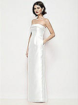 Side View Thumbnail - White Strapless Cuff Neck Satin Maxi Dress with Column Skirt