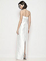 Rear View Thumbnail - White Strapless Cuff Neck Satin Maxi Dress with Column Skirt