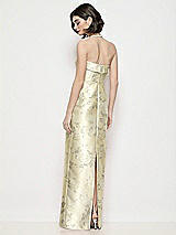 Rear View Thumbnail - Butter Yellow Floral Strapless Cuff Neck Floral Satin Maxi Dress with Column Skirt