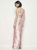 Rear View Thumbnail - Bow And Blossom Print Strapless Cuff Neck Floral Satin Maxi Dress with Column Skirt