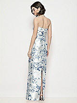 Rear View Thumbnail - Cottage Rose Larkspur Strapless Cuff Neck Floral Satin Maxi Dress with Column Skirt