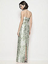 Rear View Thumbnail - Sage Cottage Rose Strapless Cuff Neck Floral Satin Maxi Dress with Column Skirt
