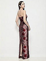 Rear View Thumbnail - Wild Rose Strapless Cuff Neck Wild Rose Brocade Maxi Dress with Column Skirt