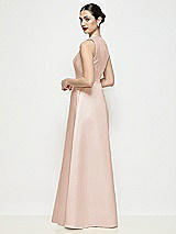 Rear View Thumbnail - Cameo Sleeveless V-neck Satin Maxi Dress with Pleated Skirt