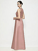 Rear View Thumbnail - Neu Nude Sleeveless V-neck Satin Maxi Dress with Pleated Skirt