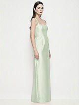 Side View Thumbnail - Mint Green Shaped Strap Basque Neck Satin Maxi Dress with Column Skirt