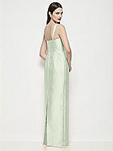 Rear View Thumbnail - Mint Green Shaped Strap Basque Neck Satin Maxi Dress with Column Skirt