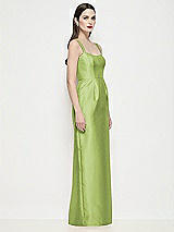 Side View Thumbnail - Mojito Shaped Strap Basque Neck Satin Maxi Dress with Column Skirt