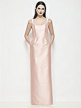 Front View Thumbnail - Blush Shaped Strap Basque Neck Satin Maxi Dress with Column Skirt