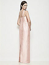 Rear View Thumbnail - Blush Shaped Strap Basque Neck Satin Maxi Dress with Column Skirt