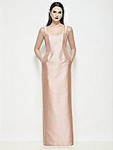 Front View Thumbnail - Cameo Shaped Strap Basque Neck Satin Maxi Dress with Column Skirt