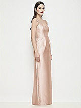 Side View Thumbnail - Cameo Shaped Strap Basque Neck Satin Maxi Dress with Column Skirt