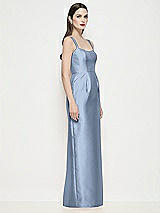 Side View Thumbnail - Cloudy Shaped Strap Basque Neck Satin Maxi Dress with Column Skirt