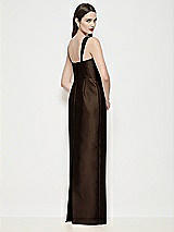 Rear View Thumbnail - Espresso Shaped Strap Basque Neck Satin Maxi Dress with Column Skirt
