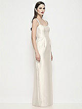 Side View Thumbnail - Ivory Shaped Strap Basque Neck Satin Maxi Dress with Column Skirt