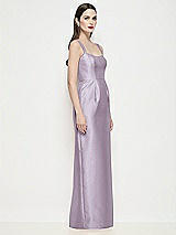 Side View Thumbnail - Lilac Haze Shaped Strap Basque Neck Satin Maxi Dress with Column Skirt