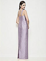 Rear View Thumbnail - Lilac Haze Shaped Strap Basque Neck Satin Maxi Dress with Column Skirt