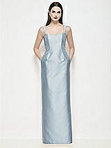 Front View Thumbnail - Mist Shaped Strap Basque Neck Satin Maxi Dress with Column Skirt