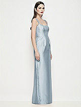 Side View Thumbnail - Mist Shaped Strap Basque Neck Satin Maxi Dress with Column Skirt