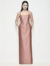 Front View Thumbnail - Neu Nude Shaped Strap Basque Neck Satin Maxi Dress with Column Skirt