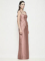 Side View Thumbnail - Neu Nude Shaped Strap Basque Neck Satin Maxi Dress with Column Skirt