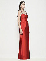 Side View Thumbnail - Poppy Red Shaped Strap Basque Neck Satin Maxi Dress with Column Skirt