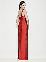 Rear View Thumbnail - Poppy Red Shaped Strap Basque Neck Satin Maxi Dress with Column Skirt