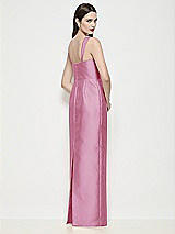 Rear View Thumbnail - Powder Pink Shaped Strap Basque Neck Satin Maxi Dress with Column Skirt