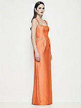 Side View Thumbnail - Portofino Orange Shaped Strap Basque Neck Satin Maxi Dress with Column Skirt