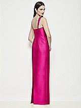 Rear View Thumbnail - Think Pink Shaped Strap Basque Neck Satin Maxi Dress with Column Skirt
