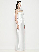 Side View Thumbnail - White Shaped Strap Basque Neck Satin Maxi Dress with Column Skirt