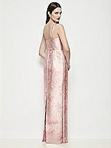 Rear View Thumbnail - Bow And Blossom Print Shaped Strap Basque Neck Floral Satin Maxi Dress with Column Skirt