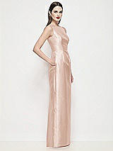 Side View Thumbnail - Cameo Bateau Neck Satin Maxi Dress with Pleated Column Skirt